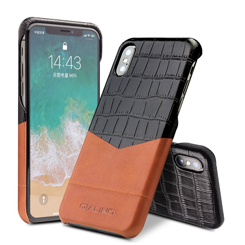 Luxury Full Grain Leather Crocodile design iPhone X Case - Image 3