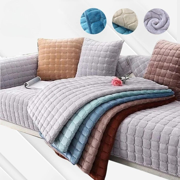 Cozy Soft Thick Plush Non-Slip Sofa Cover - Image 0