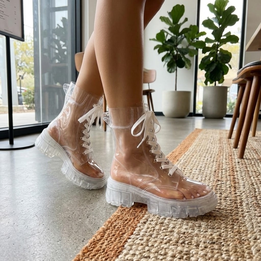 Crystal Clear Platform Rain Boots - Image 6