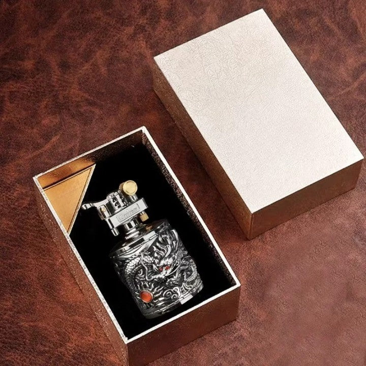 Vintage Dragon Carved Metallic Lighter - Image 6