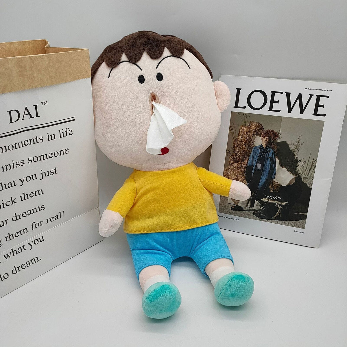 Mini Human Plush Toy Tissue Box