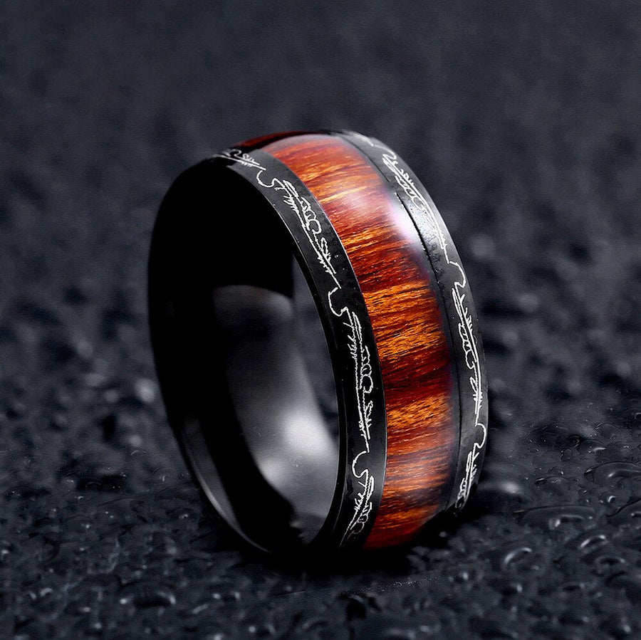 Titanium Stainless High Polished Red Woodiness Rings - Image 1