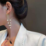 Exquisite Long Tassel Pearl Drop Earrings