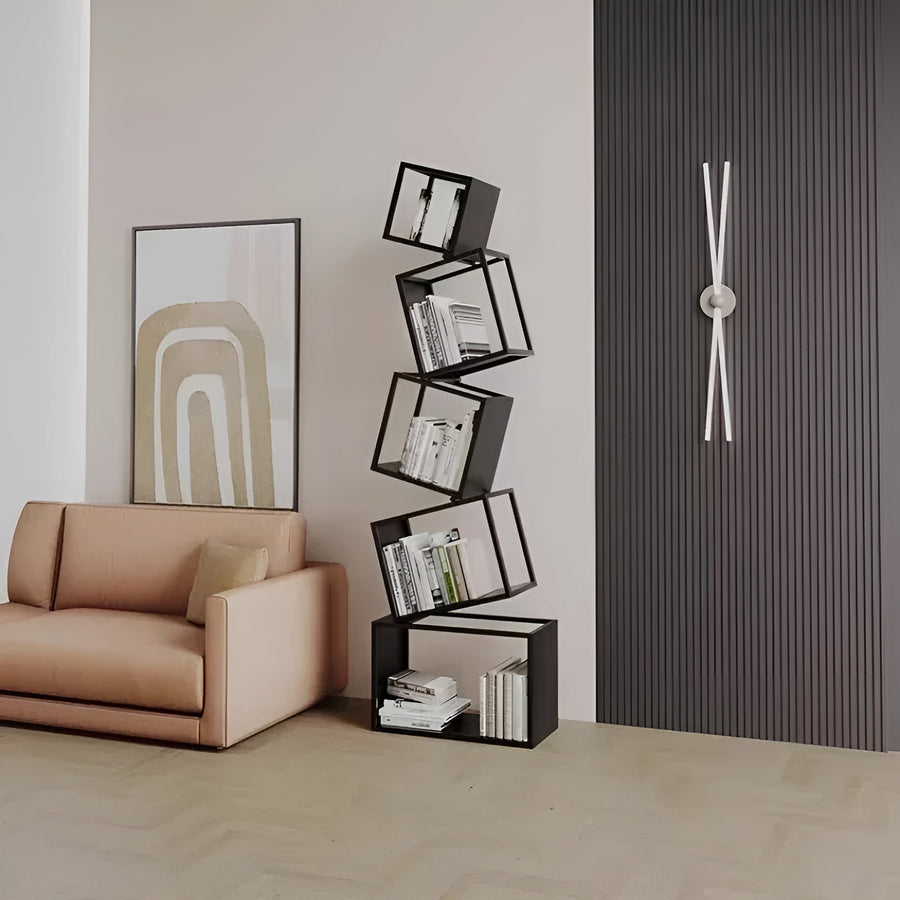 Irregular Art Iron Corner Display Bookshelf - Image 1