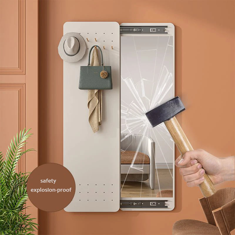 Space Saving Hidden Hanging Hooks Hallway Dressing Mirror - Image 3