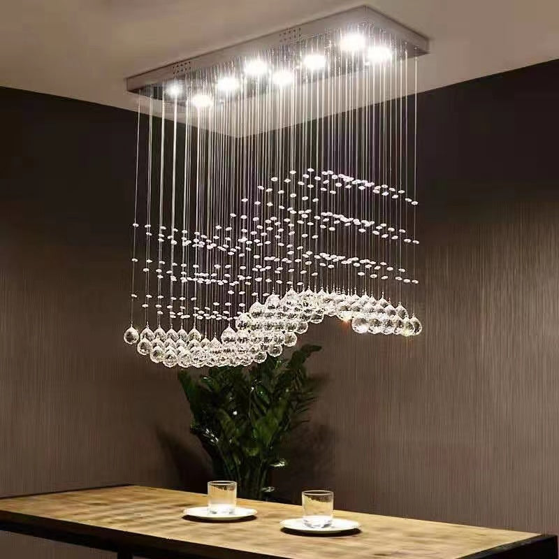 Luxury Rectangular Crystal Raindrop Chandelier