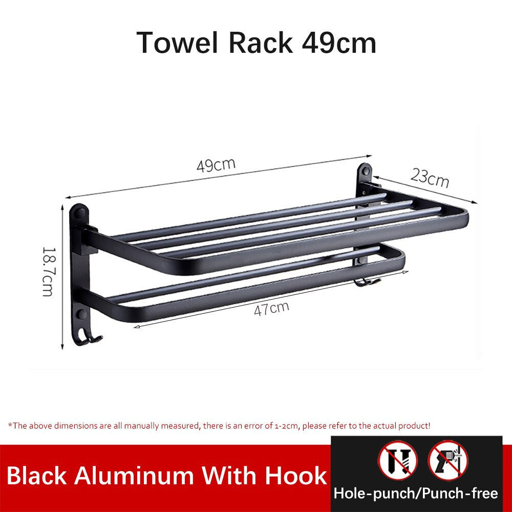 Easy Organizer Bathroom Aluminum Foldable Towel Rack