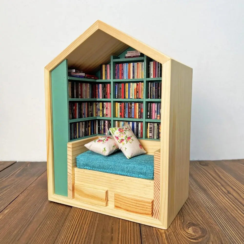 Wooden Library House Reading Nook Miniature - Image 5