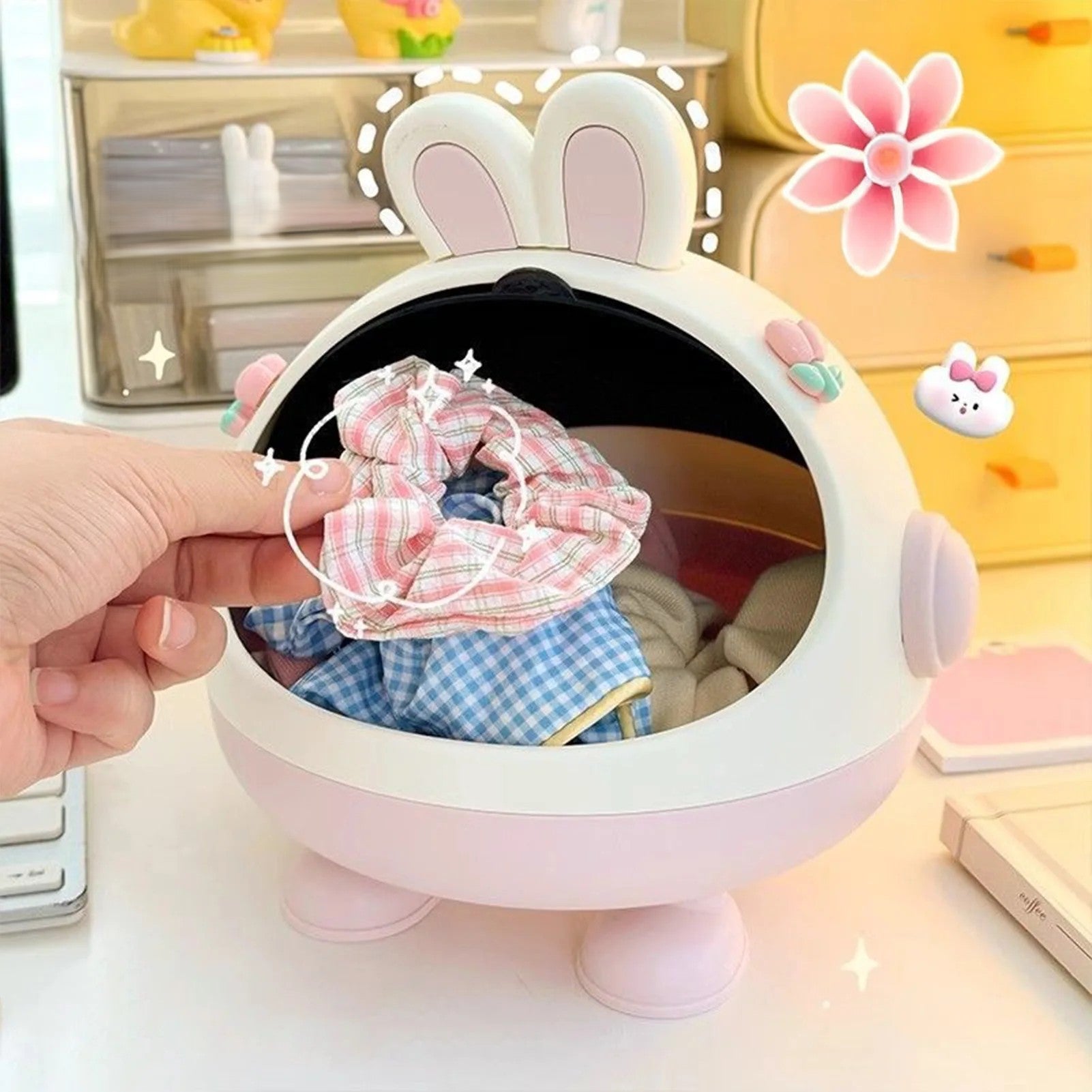 Mini Rabbit Desktop Storage Trash Bin - Image 1
