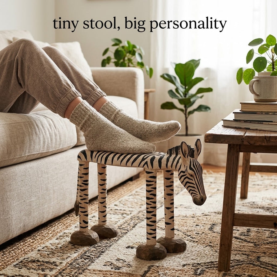 Wild Forest Wooden Footrest Stool