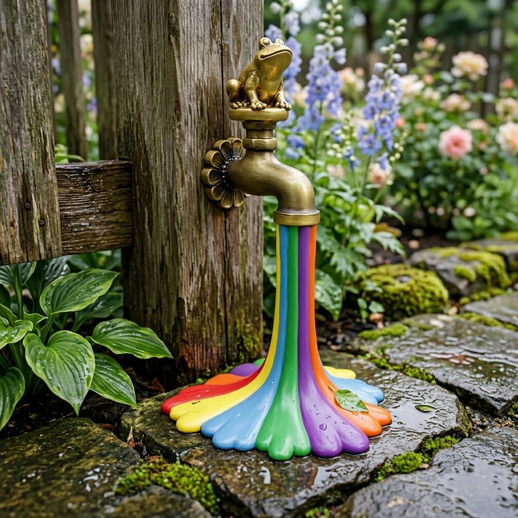 Flowing Rainbow Resin Statue Garden Decor - Image 5