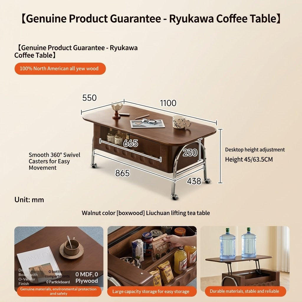 TopFlip Hidden Storage Lift Top Coffee Table - Image 9