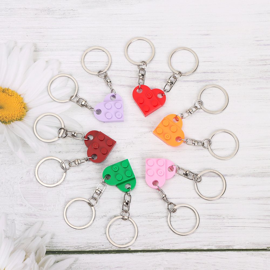 Couples Love Toy Brick Heart Keychain - Image 0