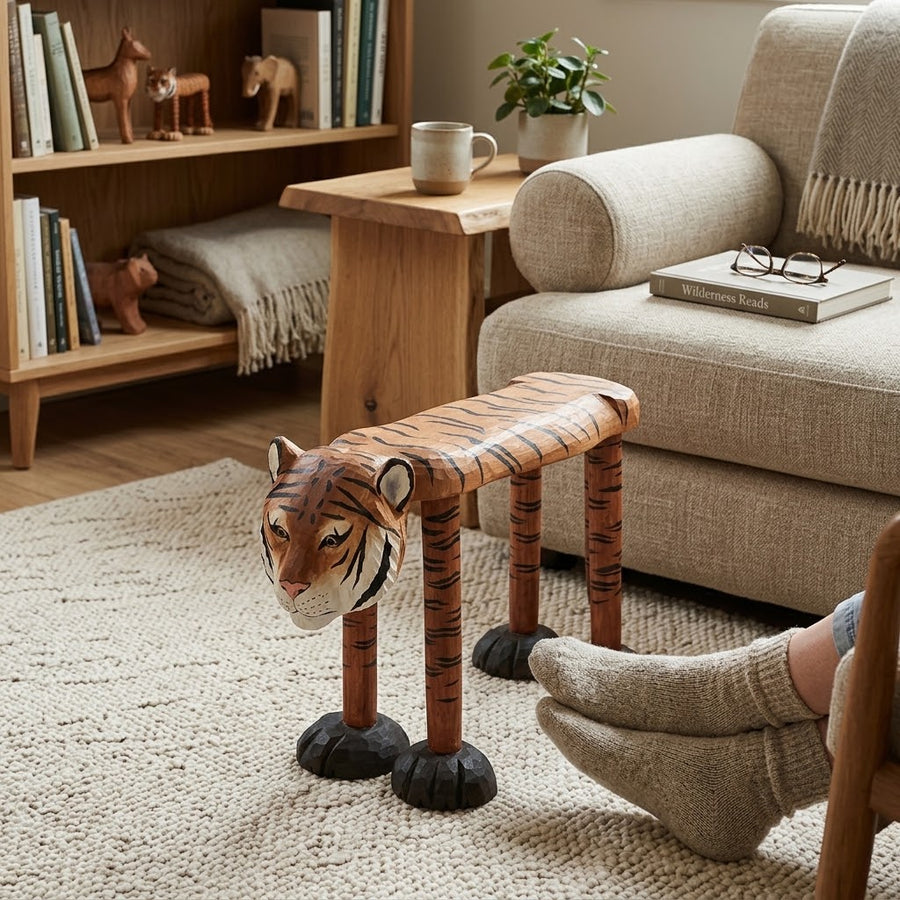 Wild Forest Wooden Footrest Stool
