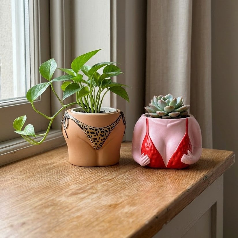 Blumentopf im Bikini-Körper-Design