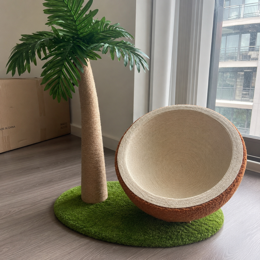 Palm Nest Coconut Shell Cat Lounger Tree
