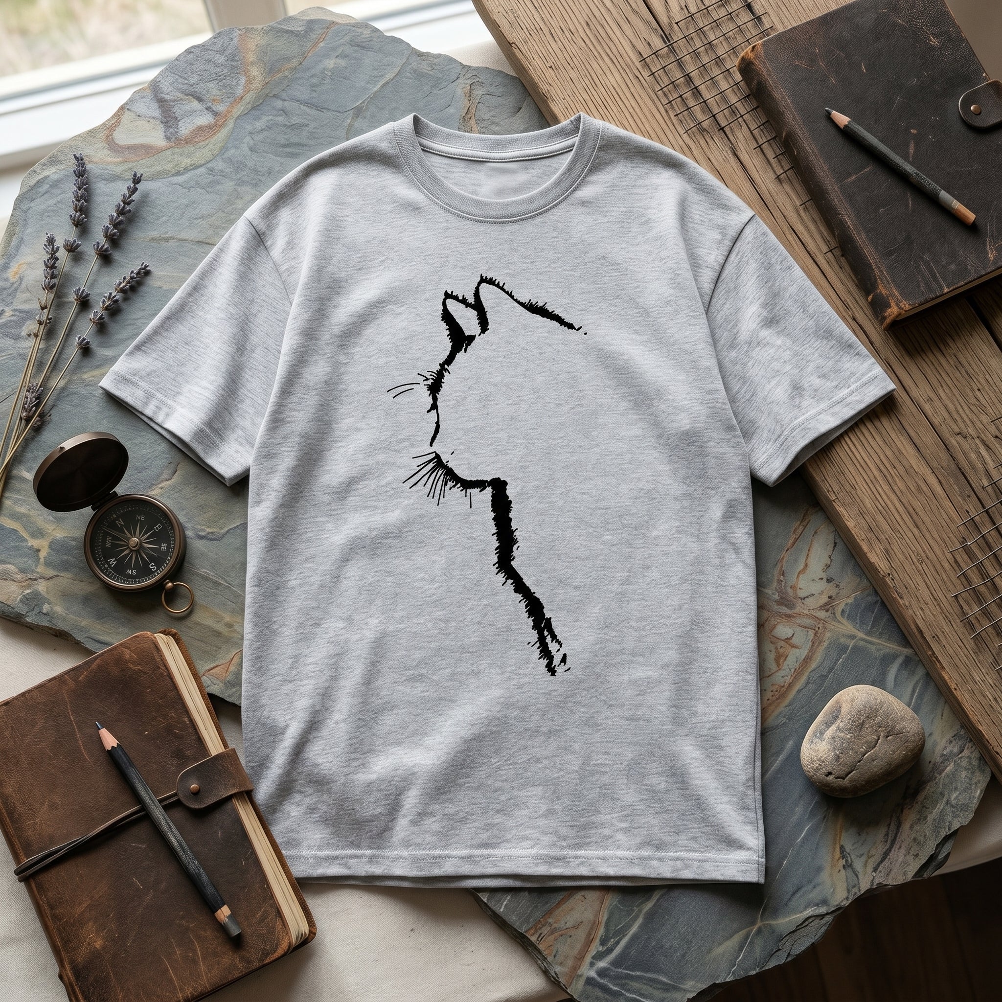 Cat Line Abstract T-Shirt - Image 1