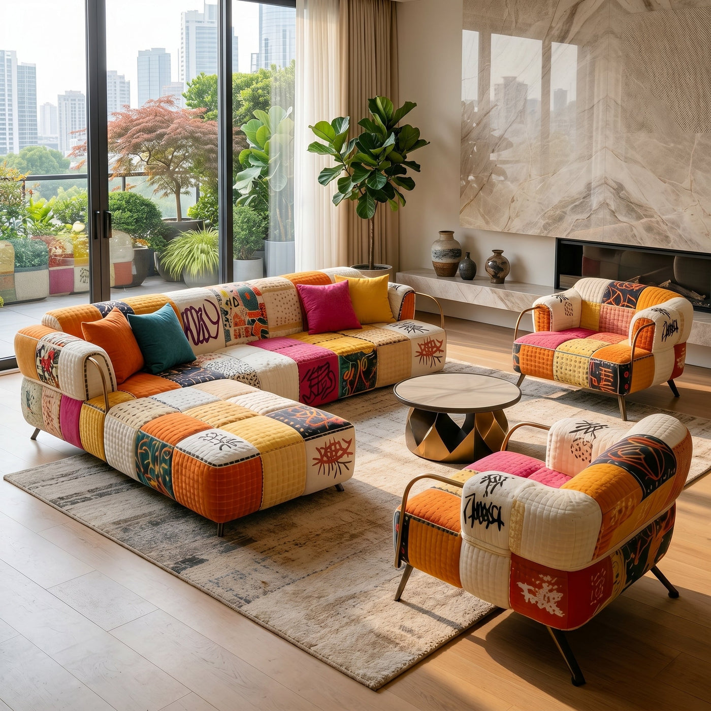 Bohema Artistic Patchwork Sectional Living Sofa - Image 2