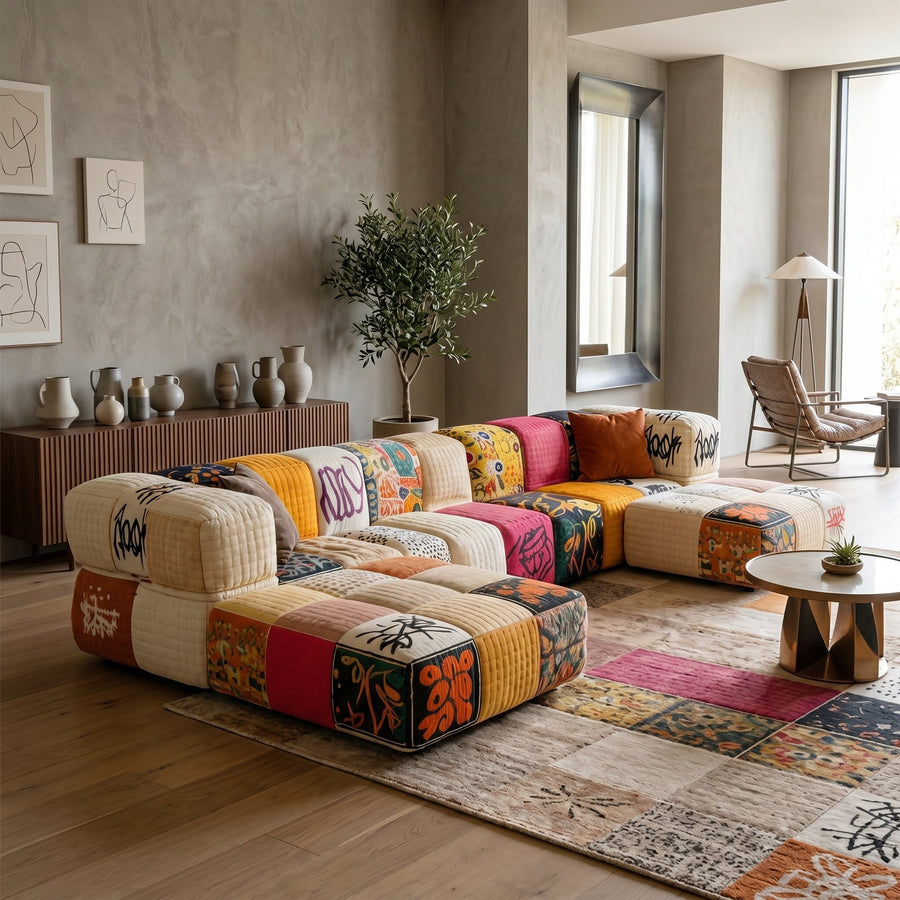 Bohema Artistic Patchwork Sectional Living Sofa - Image 0