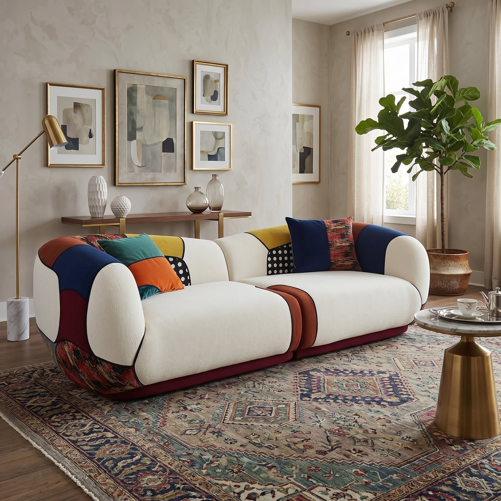 Matissero Bold Patchwork Colorblock Lounge Sofa - Image 4