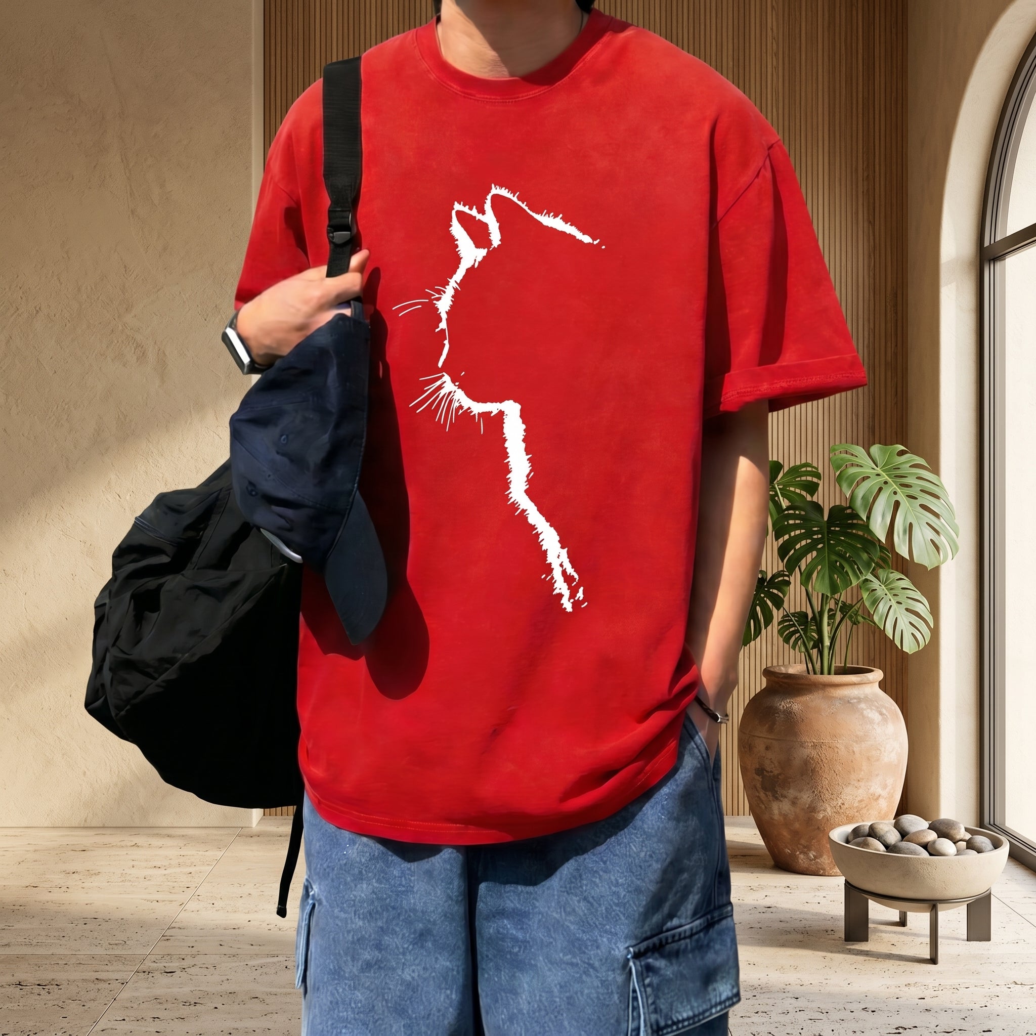 Cat Line Abstract T-Shirt - Image 5