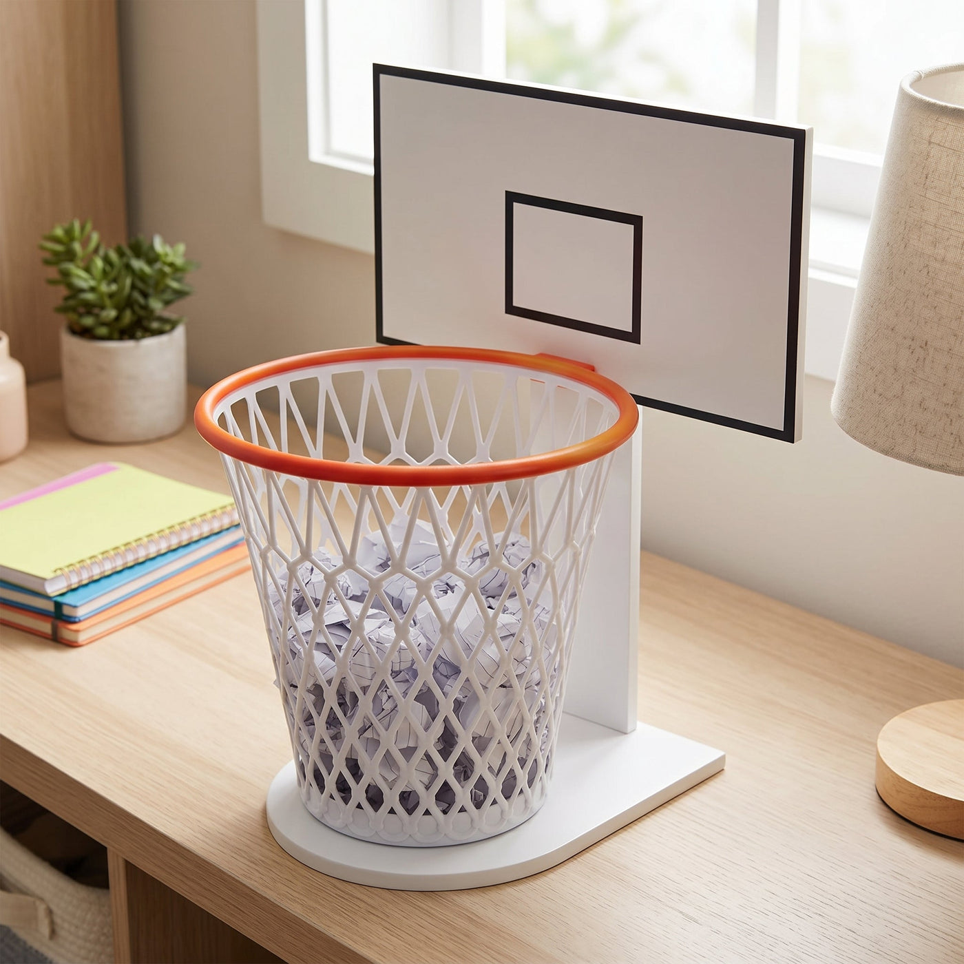 Basketball Hoop Paper Toss Trash Can - Image 0