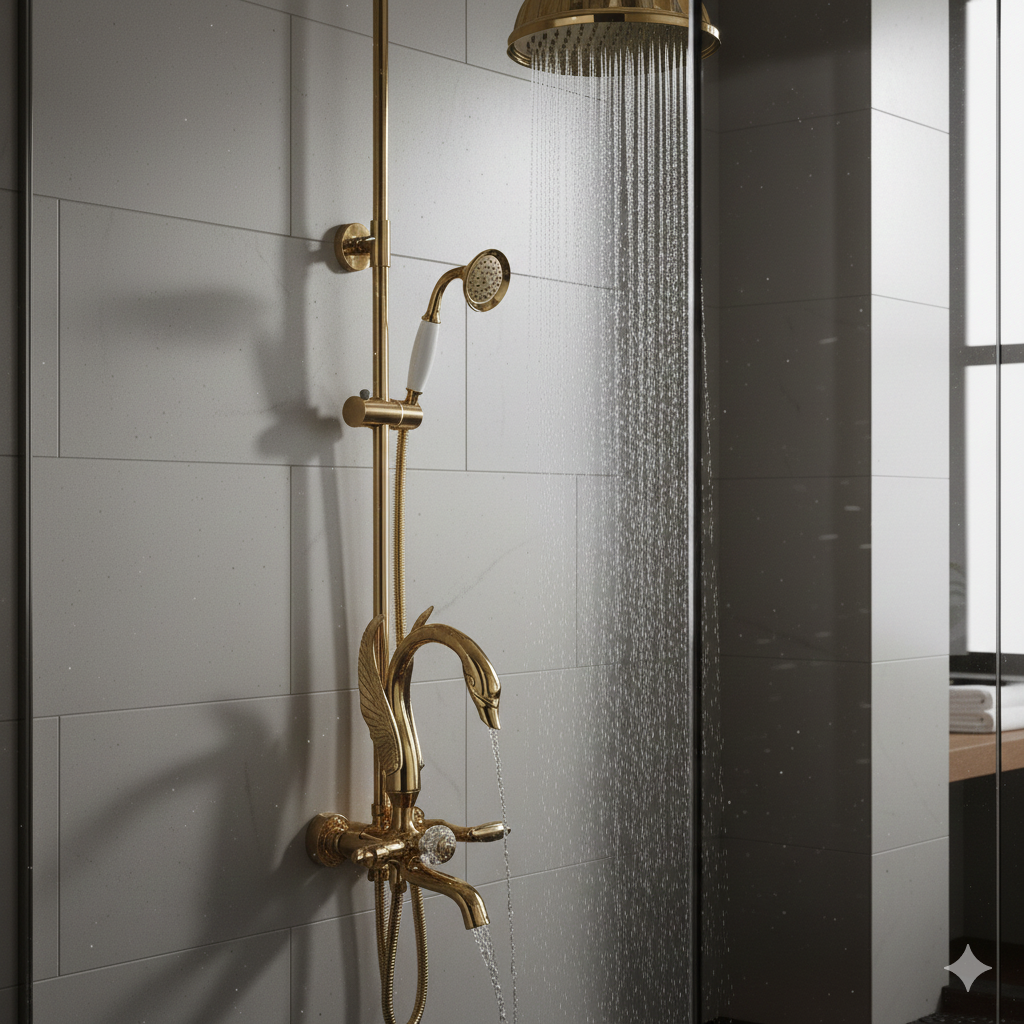 Gold Swan Design Rainfall Shower System - Image 3