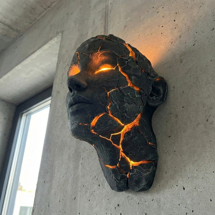 Volcanic Face Lava Crack Wall Art Lamp - Image 4