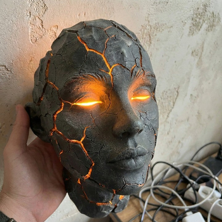 Volcanic Face Lava Crack Wall Art Lamp - Image 2