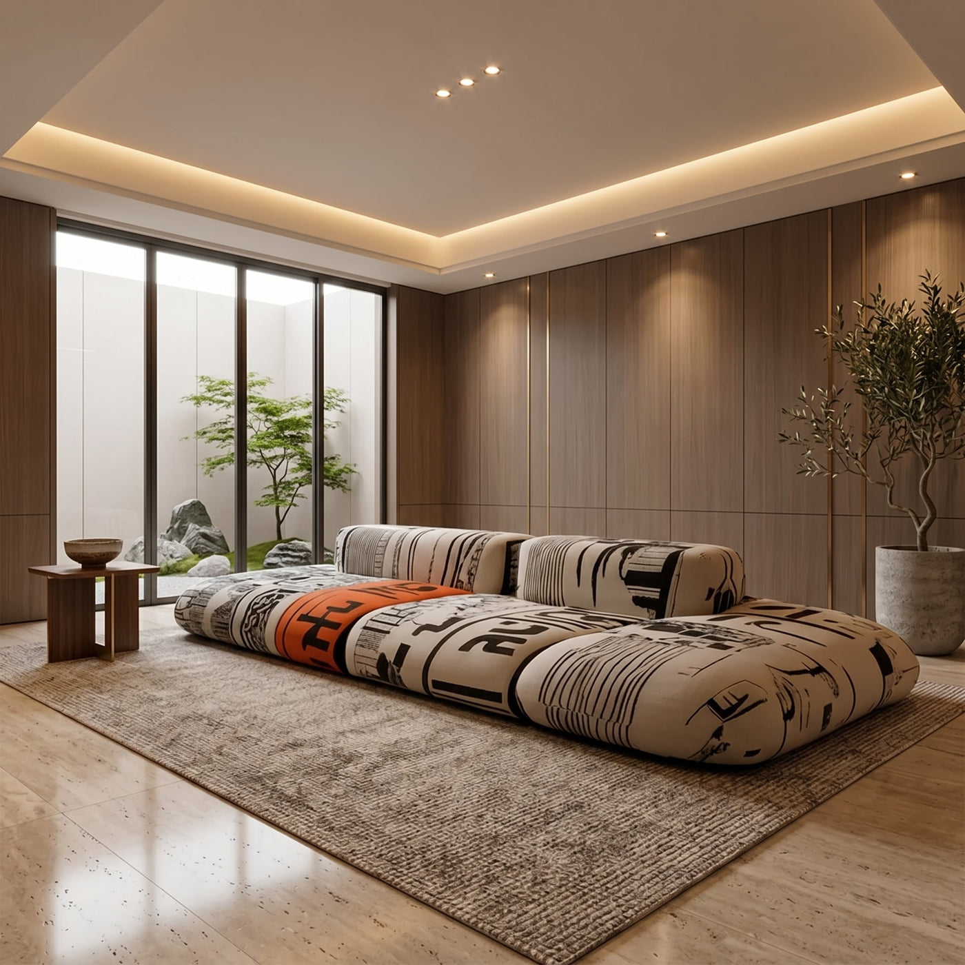 Art Sketch Kanji Bold Typography Modular Cloud Sofa - Image 5
