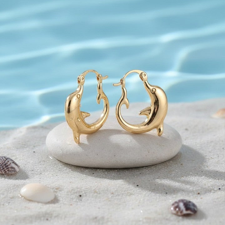 Dolphin Hoop Ocean Inspired Earrings - Image 2