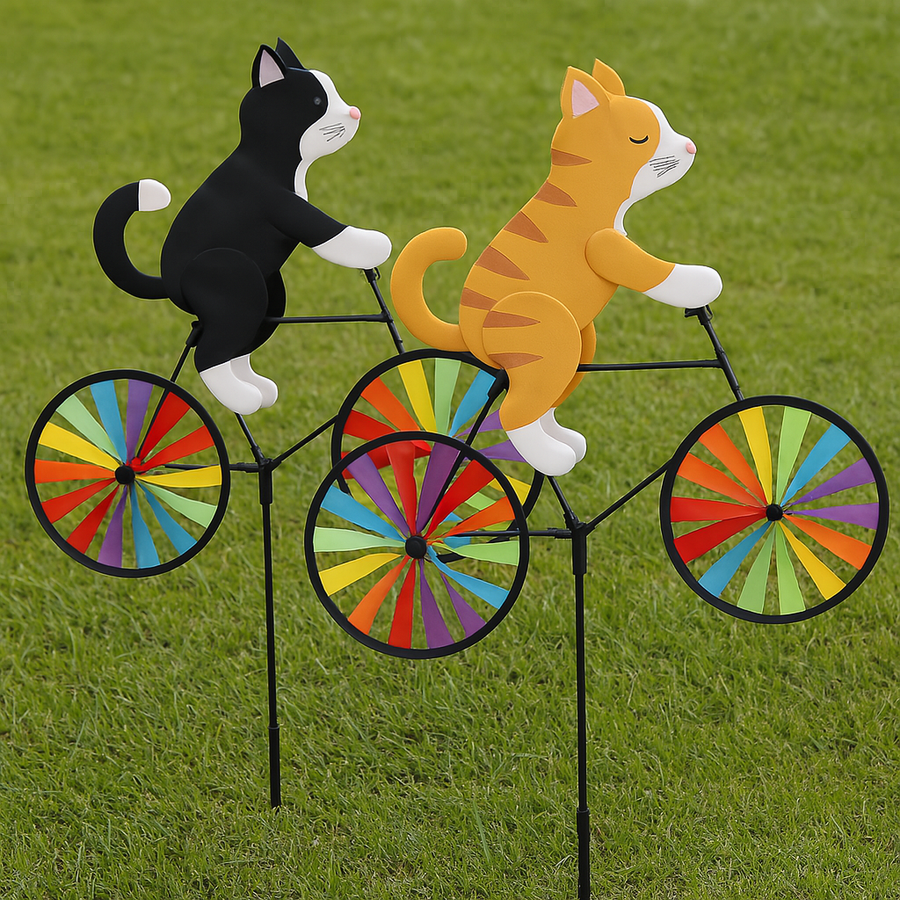 Rainbow Bicycle Cat Garden Decor - Image 3