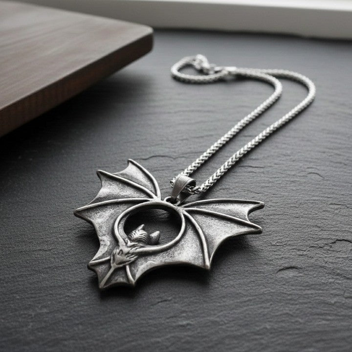 Gothic Night Bat Pendant Necklace - Image 5