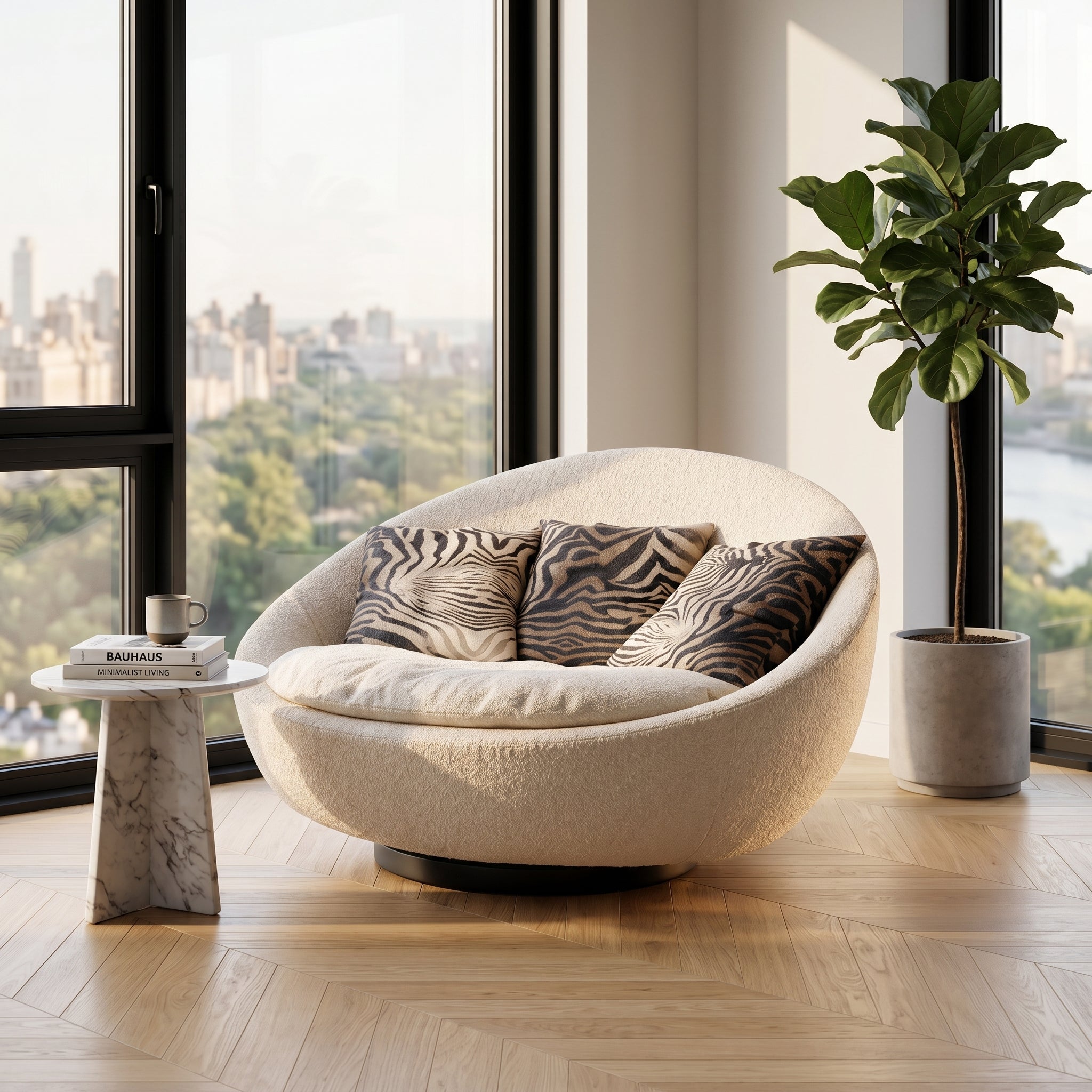 Ovetto Round Egg-Shaped Swivel Lounge Sofa Chair - Image 3