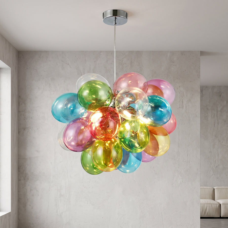 Bubbleburst Colorful Glass Orb Pendant Chandelier