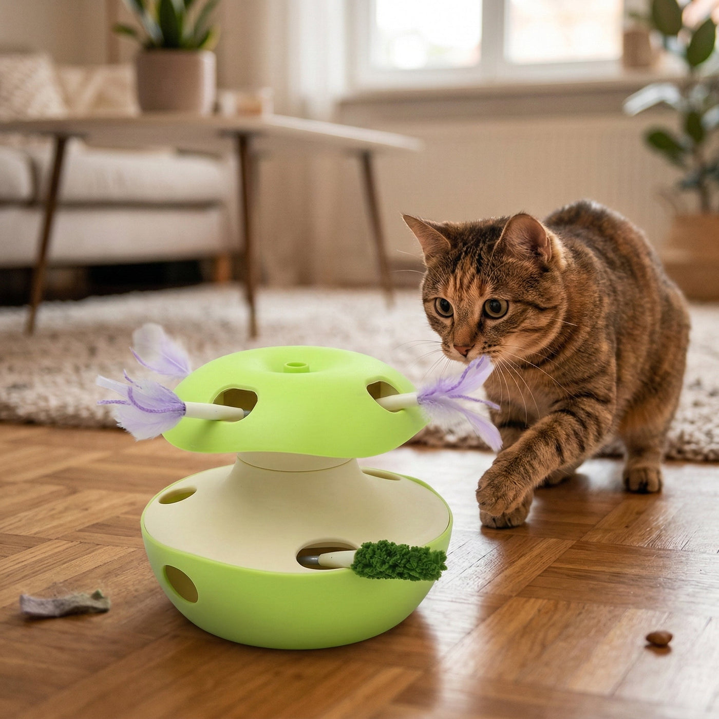 Interactive Apple Style Automatic Cat Teaser Toy - Image 1