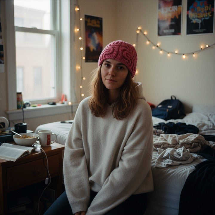 Too Much IQ Knitted Brain Beanie - Image 5