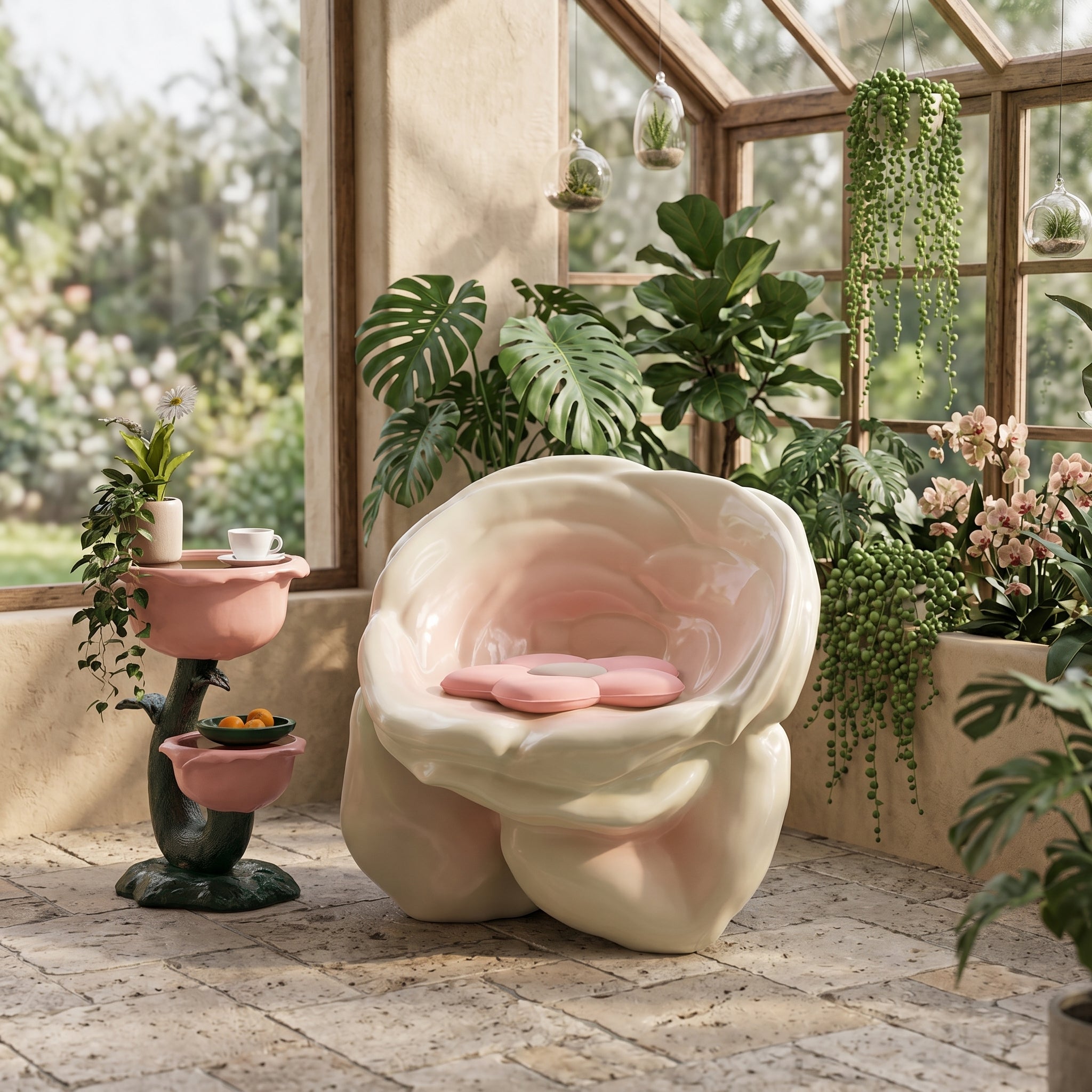 Artistic Rose Shape Accent Sculptural Chair - Image 1