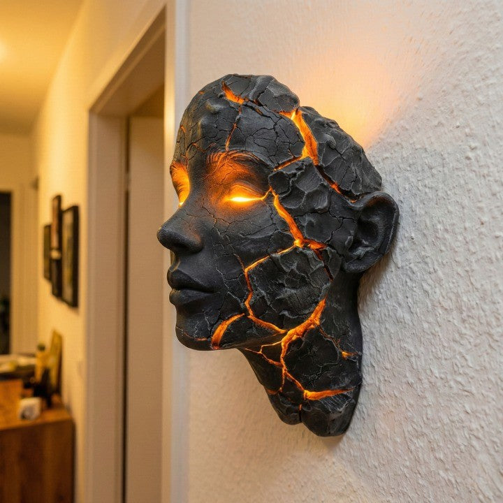Volcanic Face Lava Crack Wall Art Lamp - Image 1
