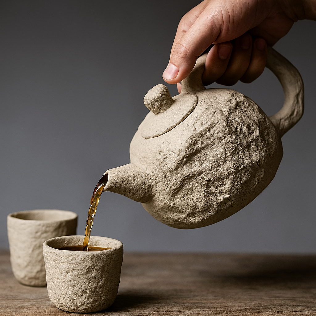 Artisan Rustic Stone Texture Teapot Set - Image 2