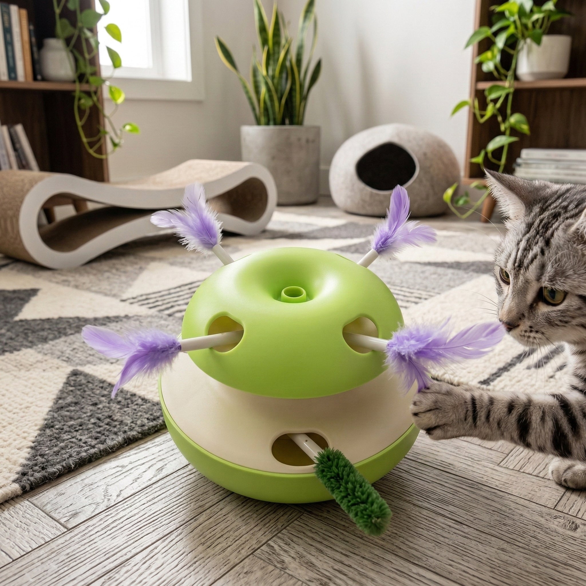 Interactive Apple Style Automatic Cat Teaser Toy - Image 0