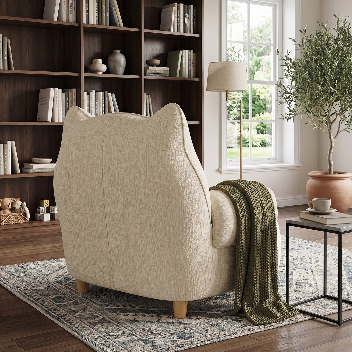 Cat Ear Minimalist Oversized Lounge Armchair - Image 2