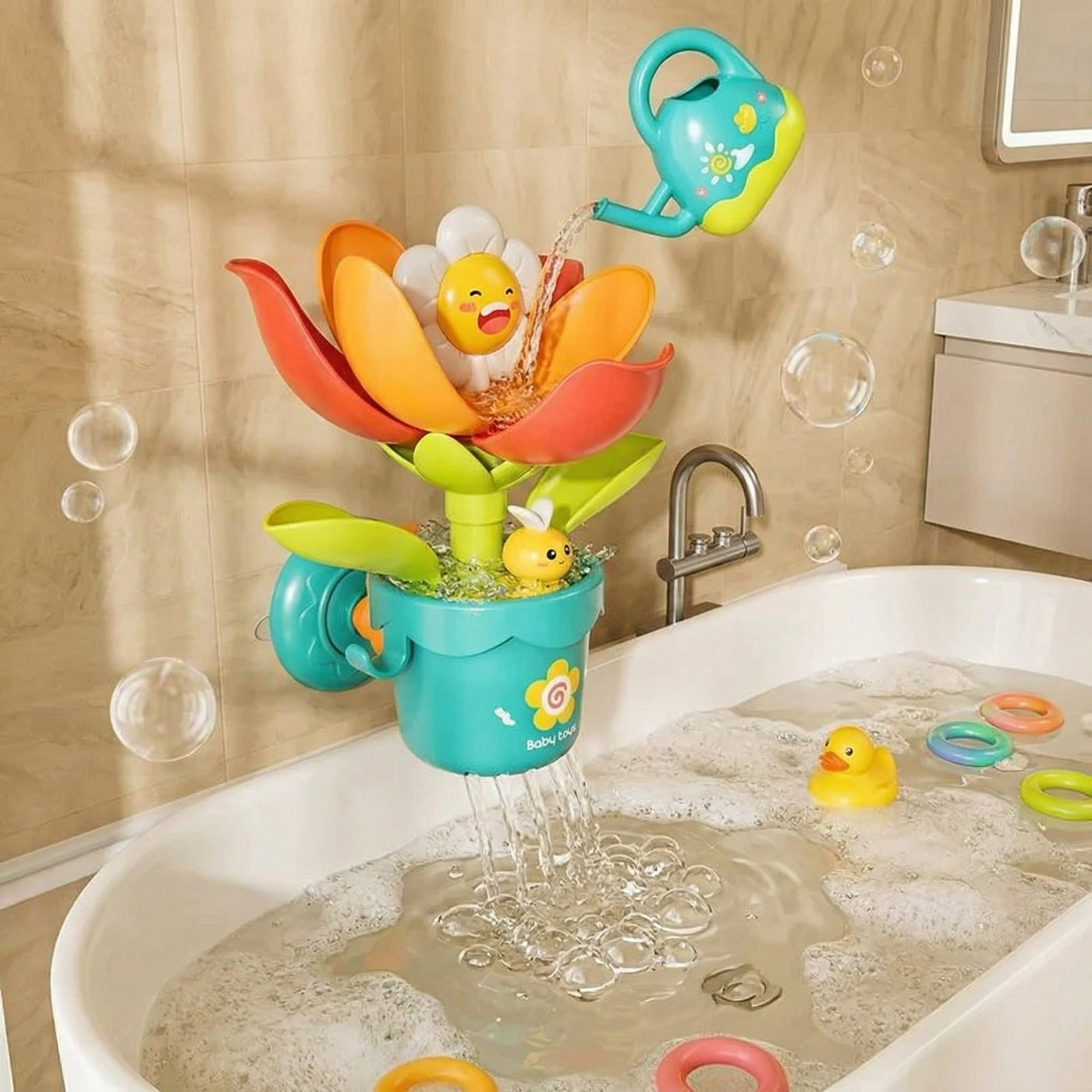 Blooming Flower Waterfall Baby Bath Toy - Image 1