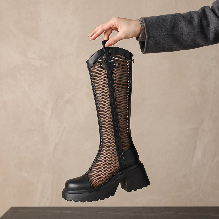 Hollow Out Mesh Thick Casual Women Boots