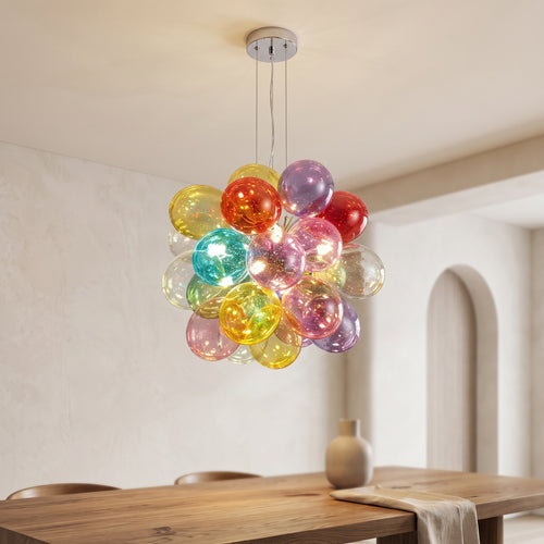 Bubbleburst Colorful Glass Orb Pendant Chandelier