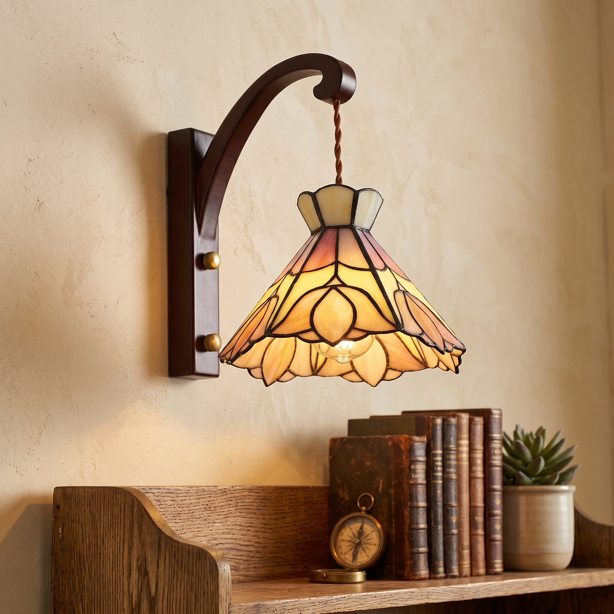 Floral Stained Glass Wall Lamp - Image 4