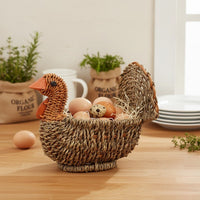Handcrafted Natural Woven Turkey Shape Basket - Image 1