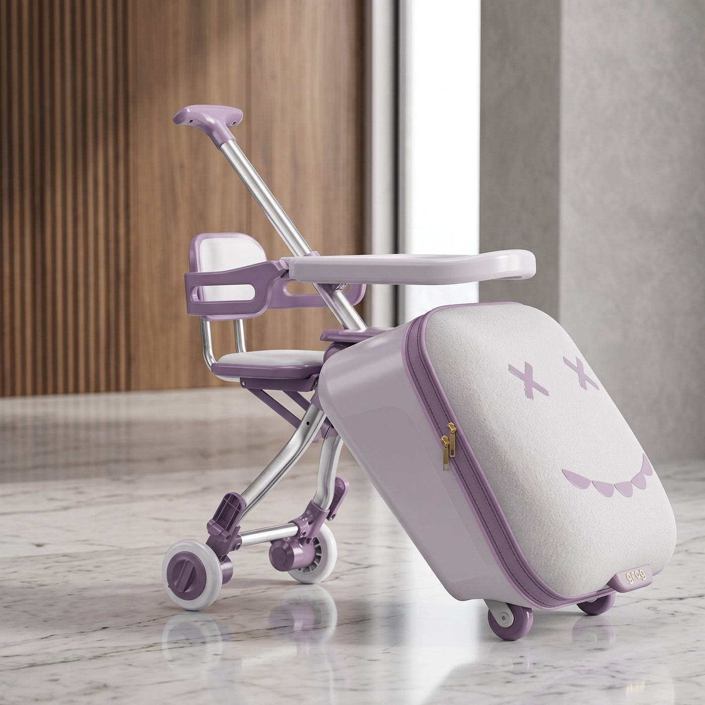 Hop On Kids Ride-On Travel Suitcase Stroller - Image 4