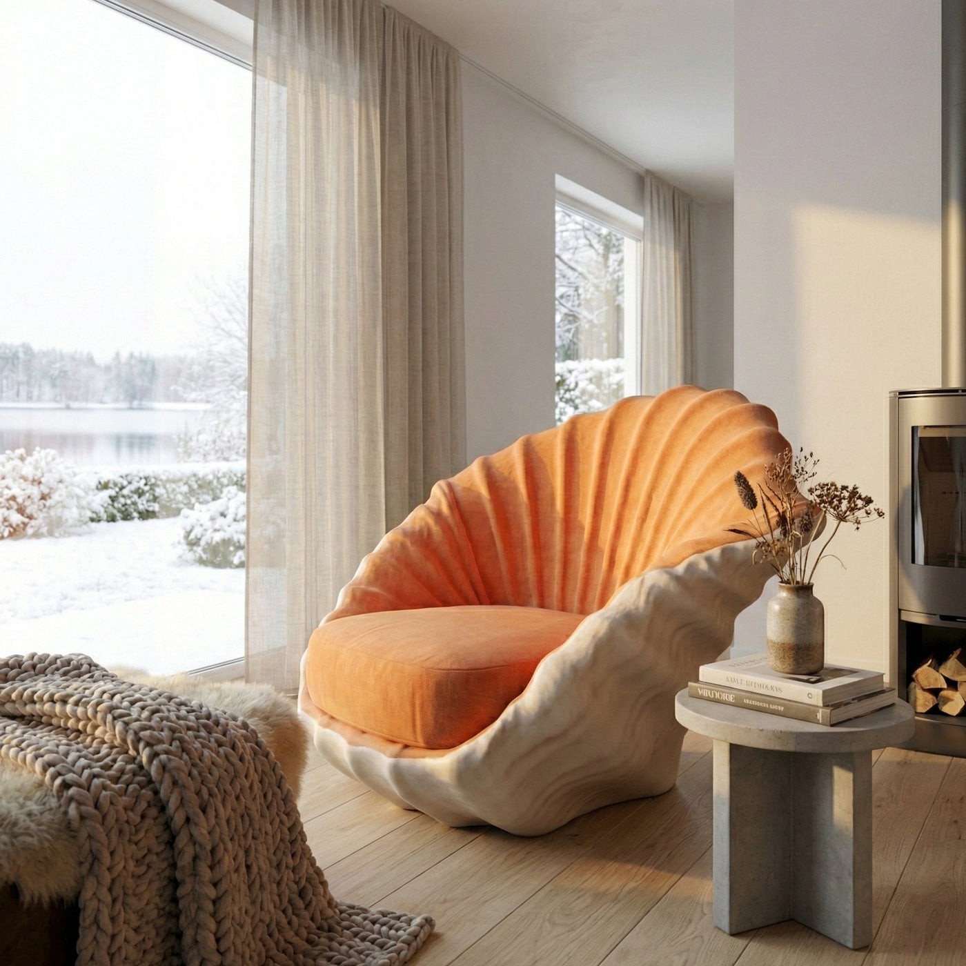 Seashell Accent Artistic Lounge Chair - Image 3