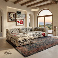 Street Art Graffiti Printed Sectional Sofa - Image 1